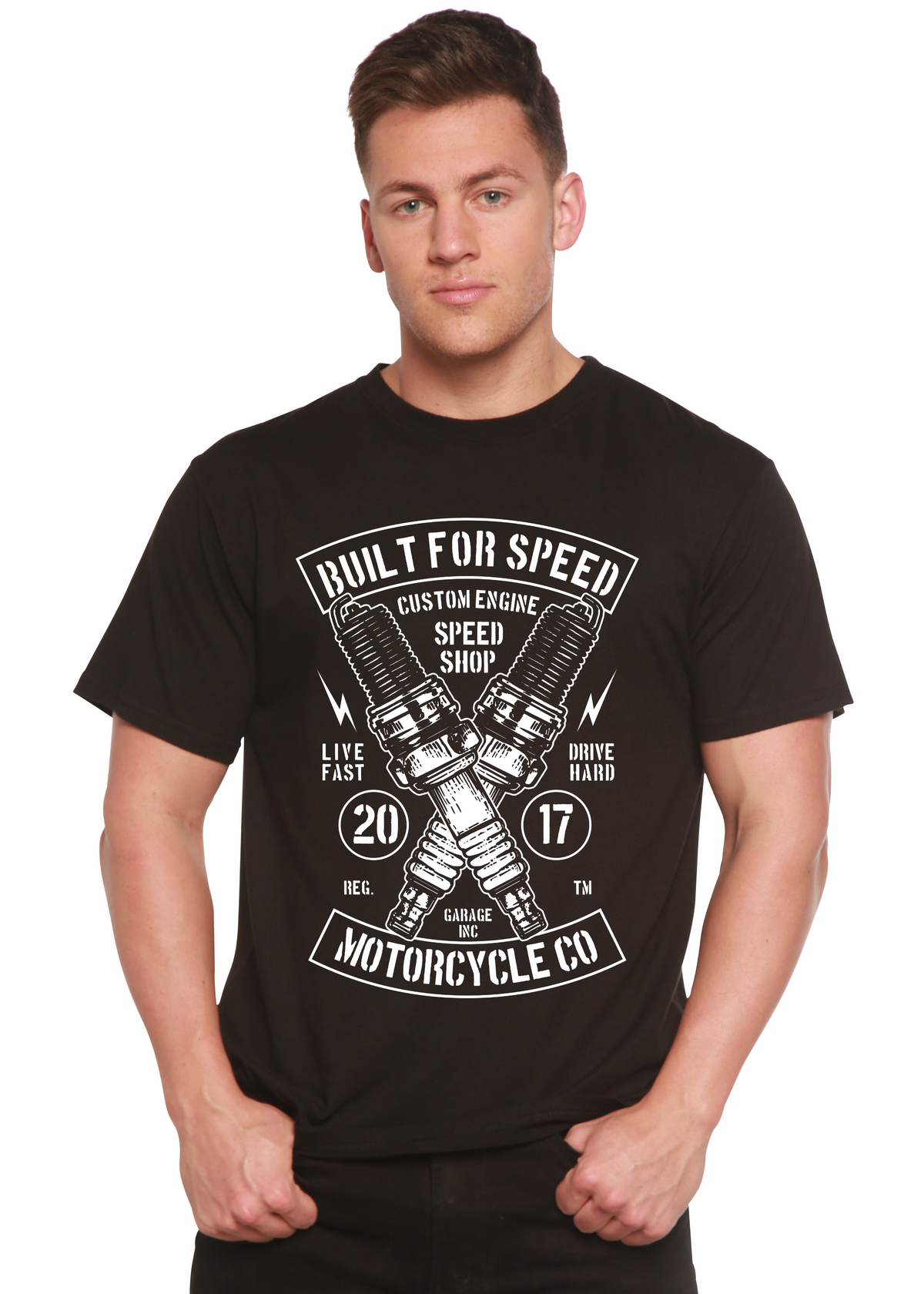 Built For Speed Men's Bamboo Viscose/Organic Cotton Short Sleeve Graphic T-Shirt