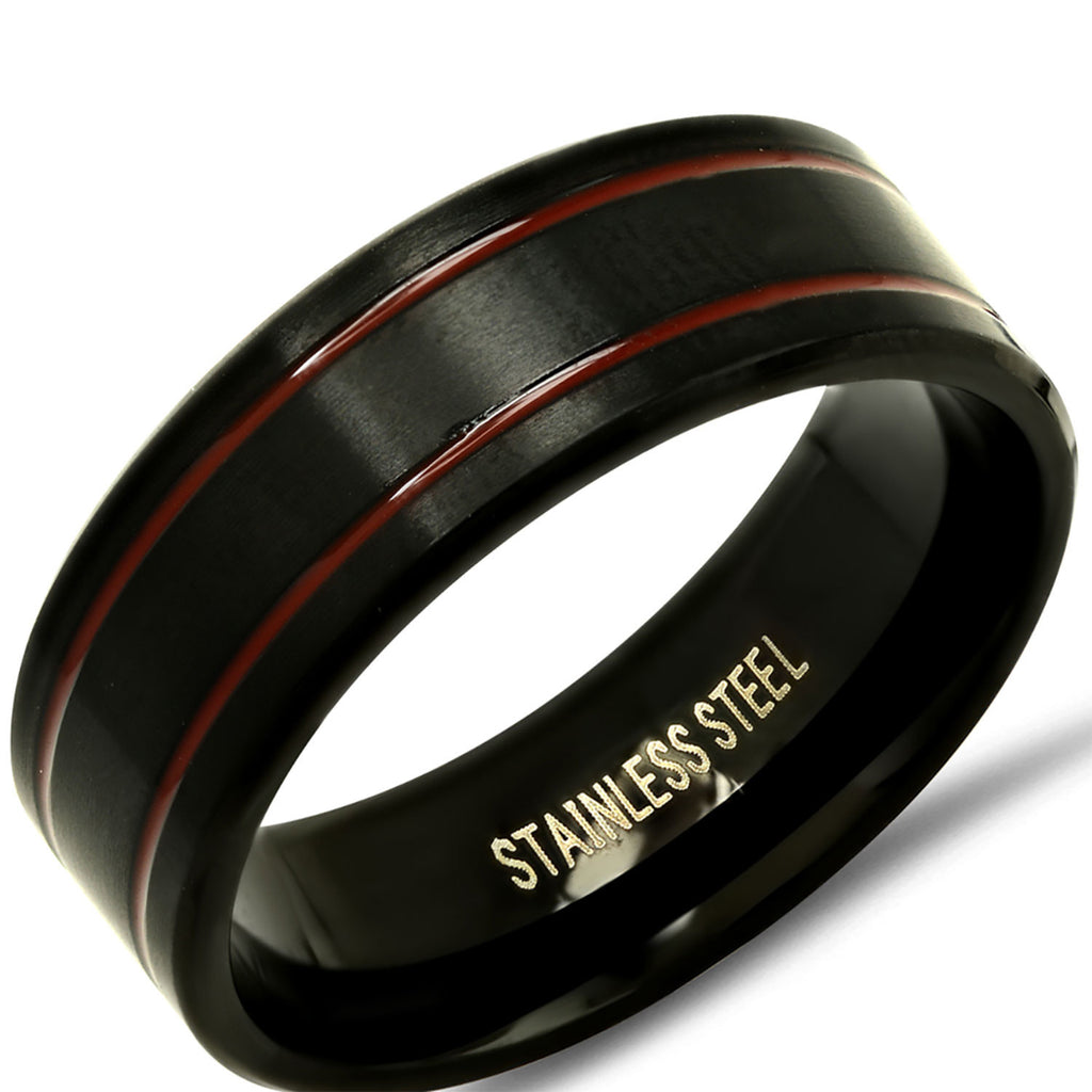 Stainless Steel Ring // Black + Red