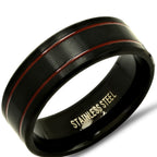 Stainless Steel Ring // Black + Red