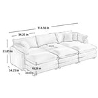 Modern Oversized Modular Cushion Sofa With Ottoman