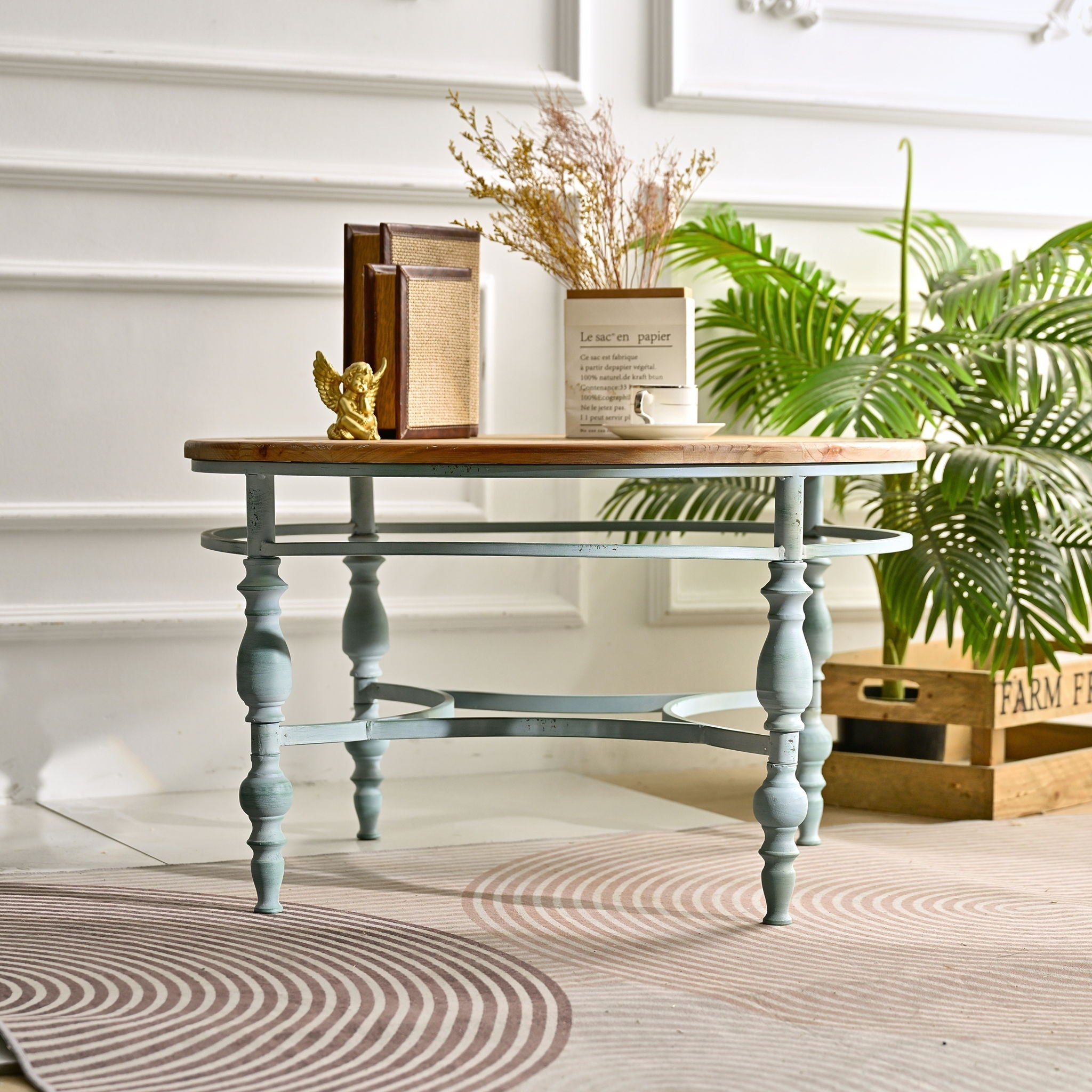 Round Top Carved Table