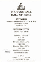 Ken Houston HOF Redskins Signed/Inscr Goal Line Art GLAC Postcard JSA 167162