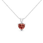 IGI Certified 14K White Gold Martini Set 1.00 Cttw Lab Grown Pink Heart Diamond Solitaire 18" Pendant Necklace (Pink Color, SI2 Clarity)
