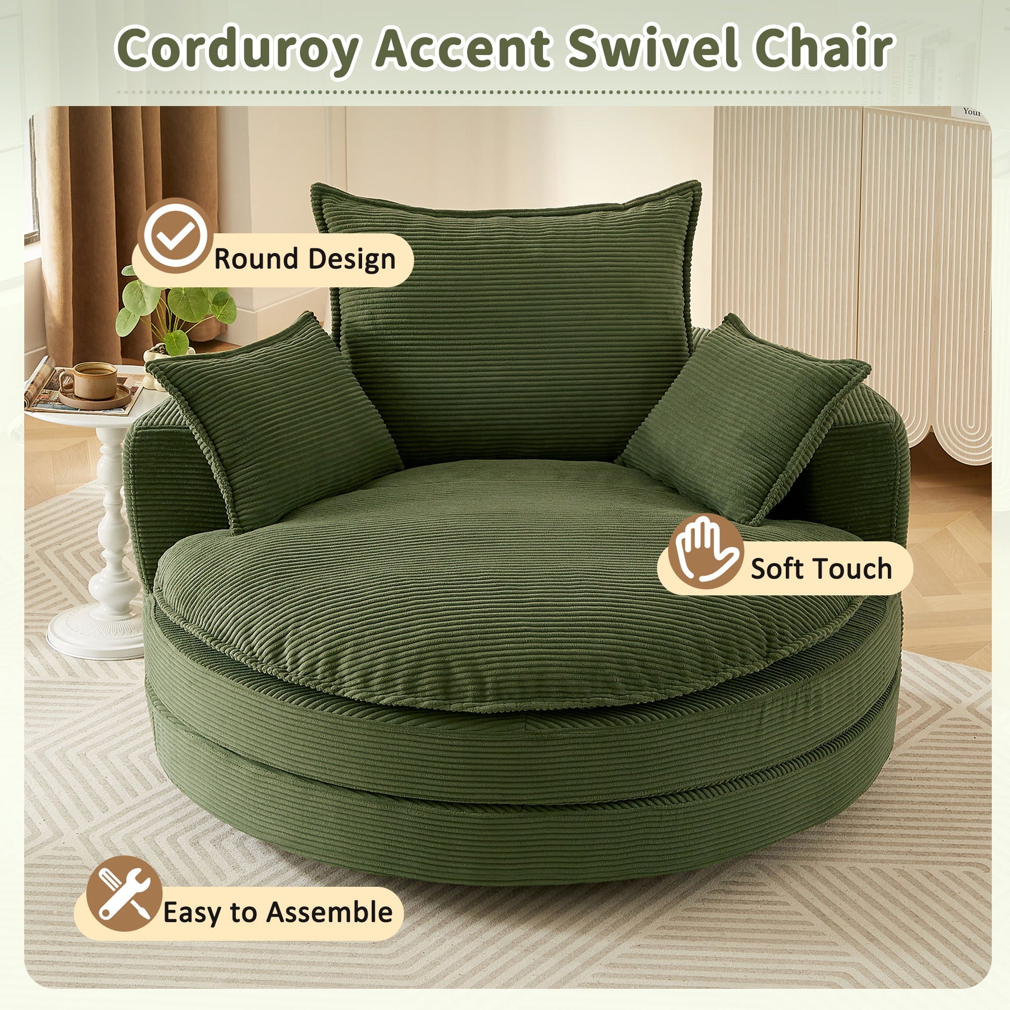360° Swivel Accent Barrel Chair