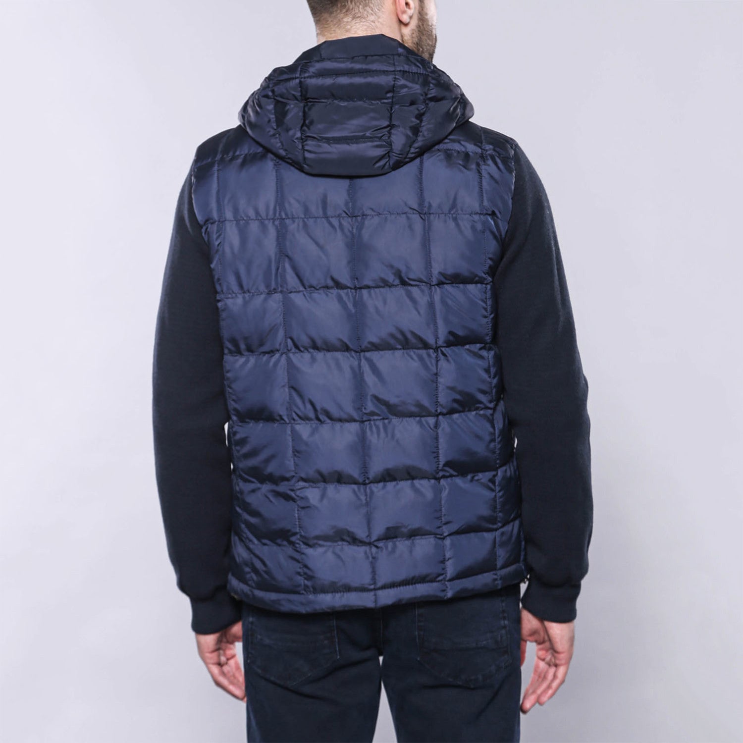 Hooded Slim-Fit Quilted Coat // Navy