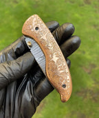 Custom Handmade Damascus Blade EDC Folding Pocket Knife