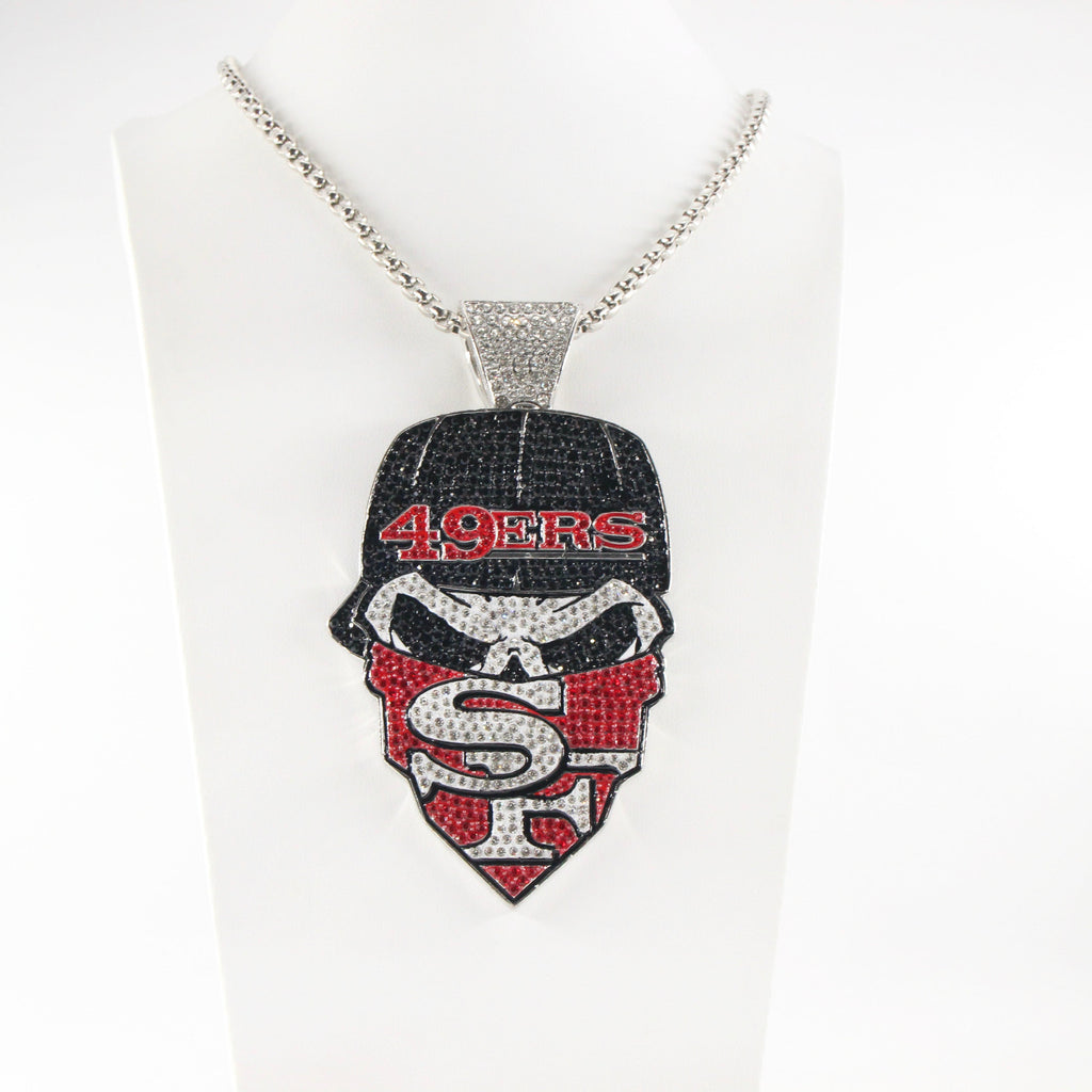 Newest Sports Team Logo Bandit Skull  Pendant Necklace – Iced Out Hip Hop Jewelry for True Fans