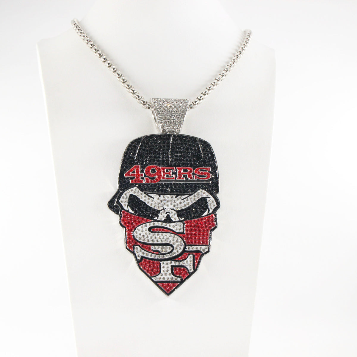 Newest Sports Team Logo Bandit Skull  Pendant Necklace – Iced Out Hip Hop Jewelry for True Fans