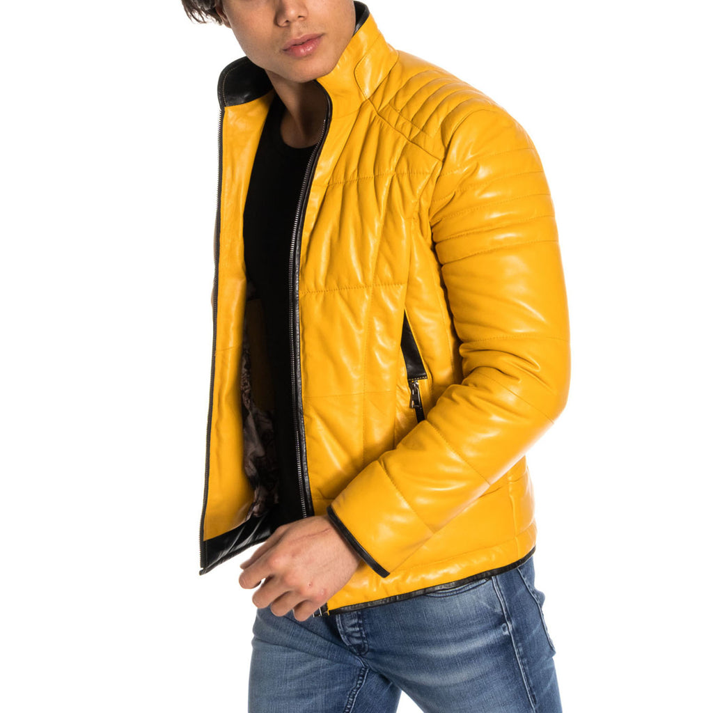 Travis Leather Jacket // Yellow