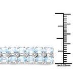 17.22 Carat Genuine Blue Topaz and White Diamond .925 Sterling Silver Bracelet