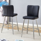Modern Bar Chair Set Streamlined Backrest Metal Legs 2 - Black / Silver