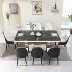 Luxury Modern Dining Table With Faux Marble Top And Dual - Black