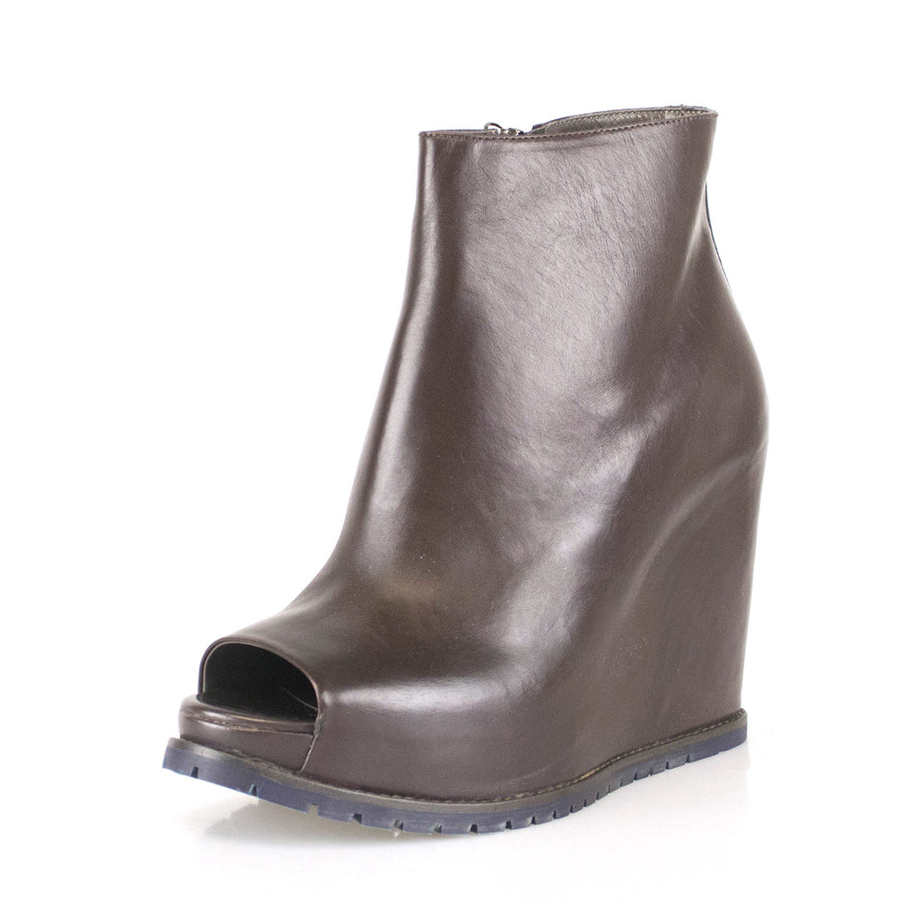 Women's Open Toe Booties Boots // Brown