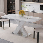 Modern Rectangle Dining Table With Stretchable TopAnd X Shape Legs