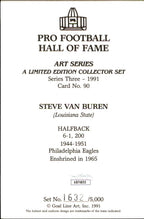 Steve Van Buren HOF Autographed Goal Line Art GLAC Postcard Eagles JSA