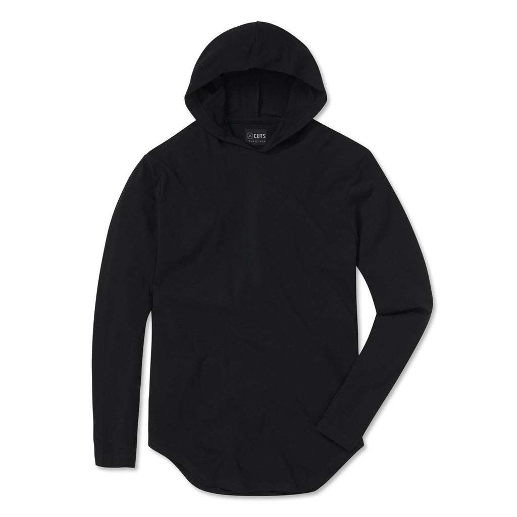 Elongated Long Sleeve + Hood // Black