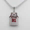 Chicago Bulls Dennis Rodman #91 Jersey Pendant Necklace – Premium Zircon Basketball Fan Gift