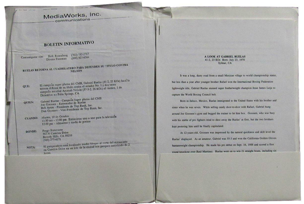 1995 Super Featherweight Championship Ruelas vs. Nelson Press Kit 167551