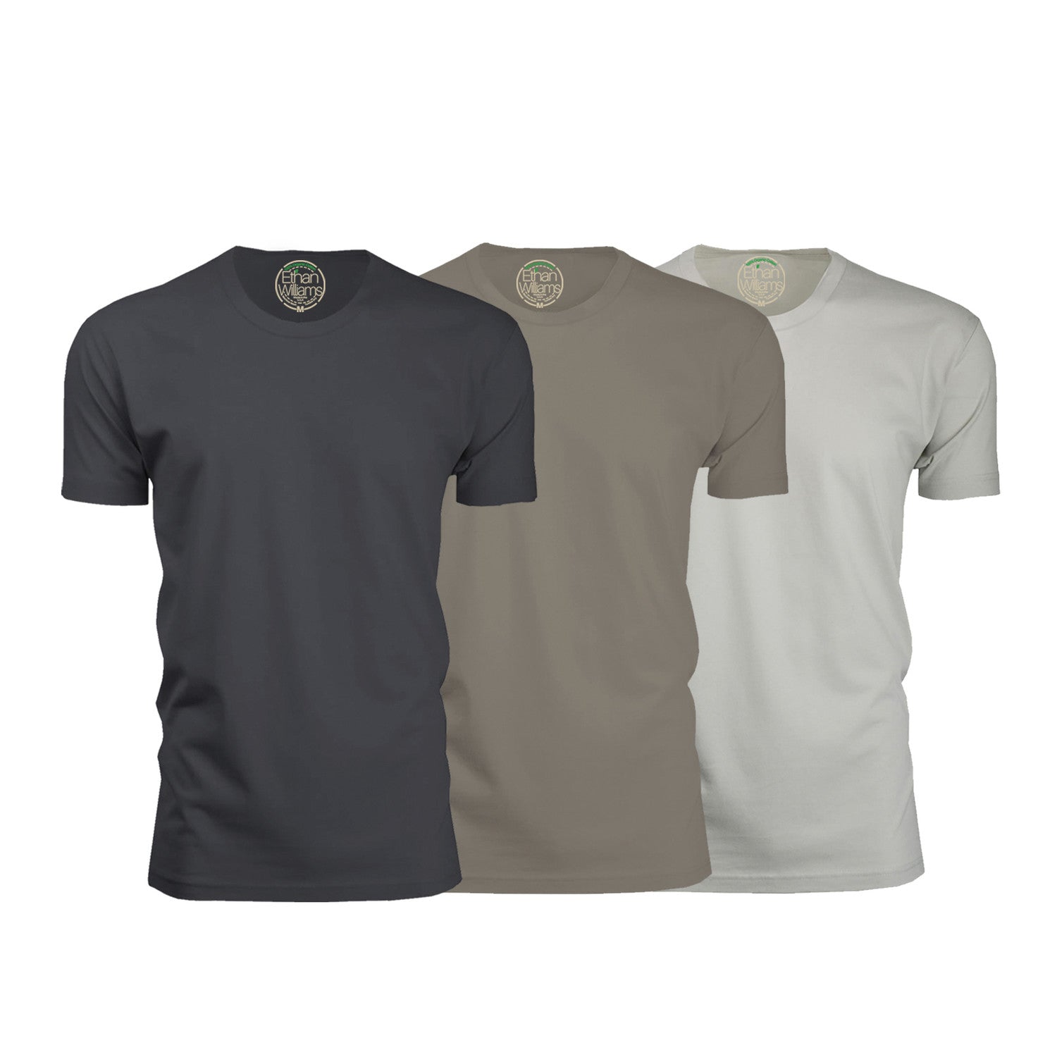 Semi-Fitted Crew Neck T-Shirt // Heavy Metal + Warm Gray + Sand // Pack of 3