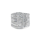 10K White Gold 2 1/2 Cttw Round and Baguette-Cut Diamond Multi-Row Bypass Ring (J-K Color, I2-I3 Clarity) - Ring Size 7