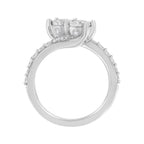 10K White Gold Two-Stone Miracle-Set Diamond Bypass Ring (1 Cttw, H-I Color, I1-I2 Clarity) - Size 6