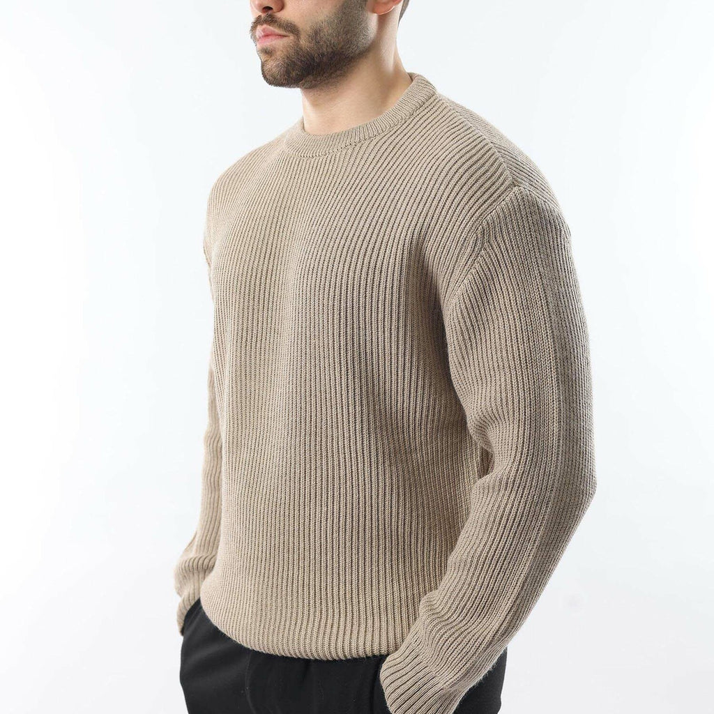 Crewneck Ribbed Sweater // Mink