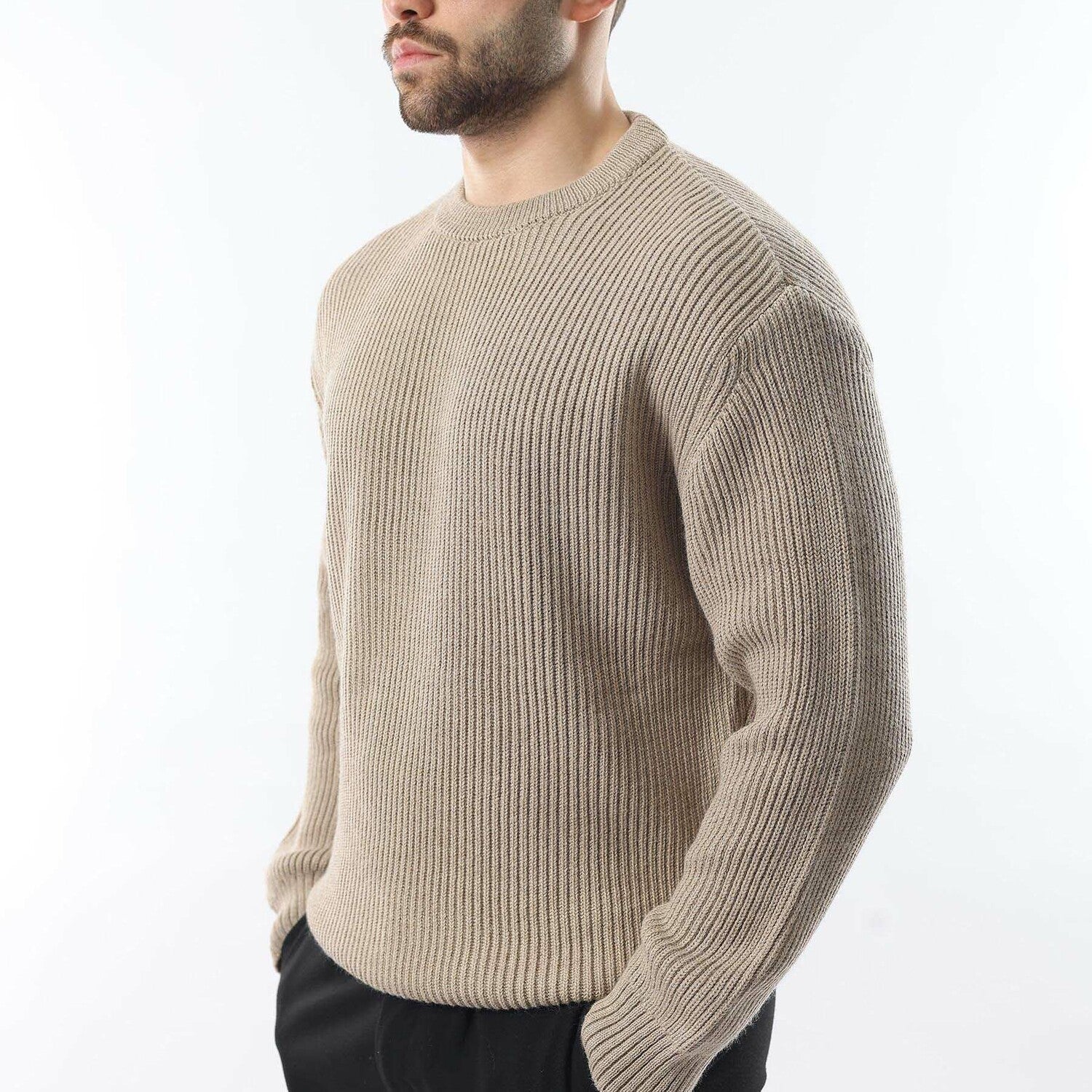 Crewneck Ribbed Sweater // Mink