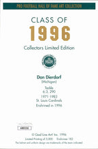 Dan Dierdorf HOF Cardinals Signed/Inscr Goal Line Art GLAC Postcard JSA 167104