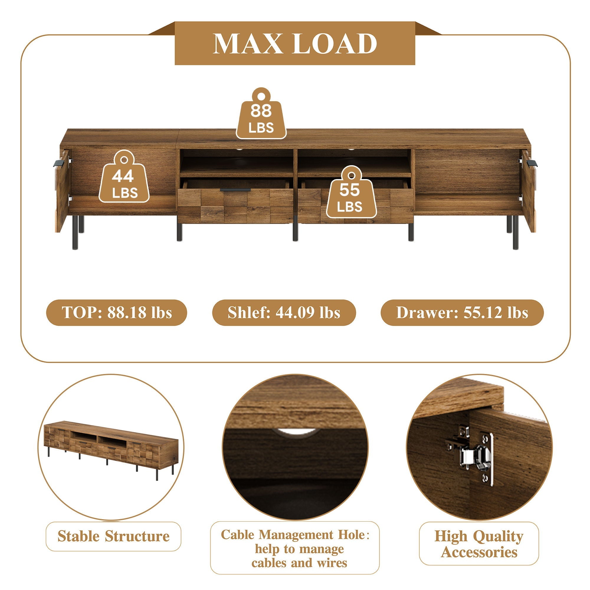 TV Stand With 2 Drawers, Storage Cabinet