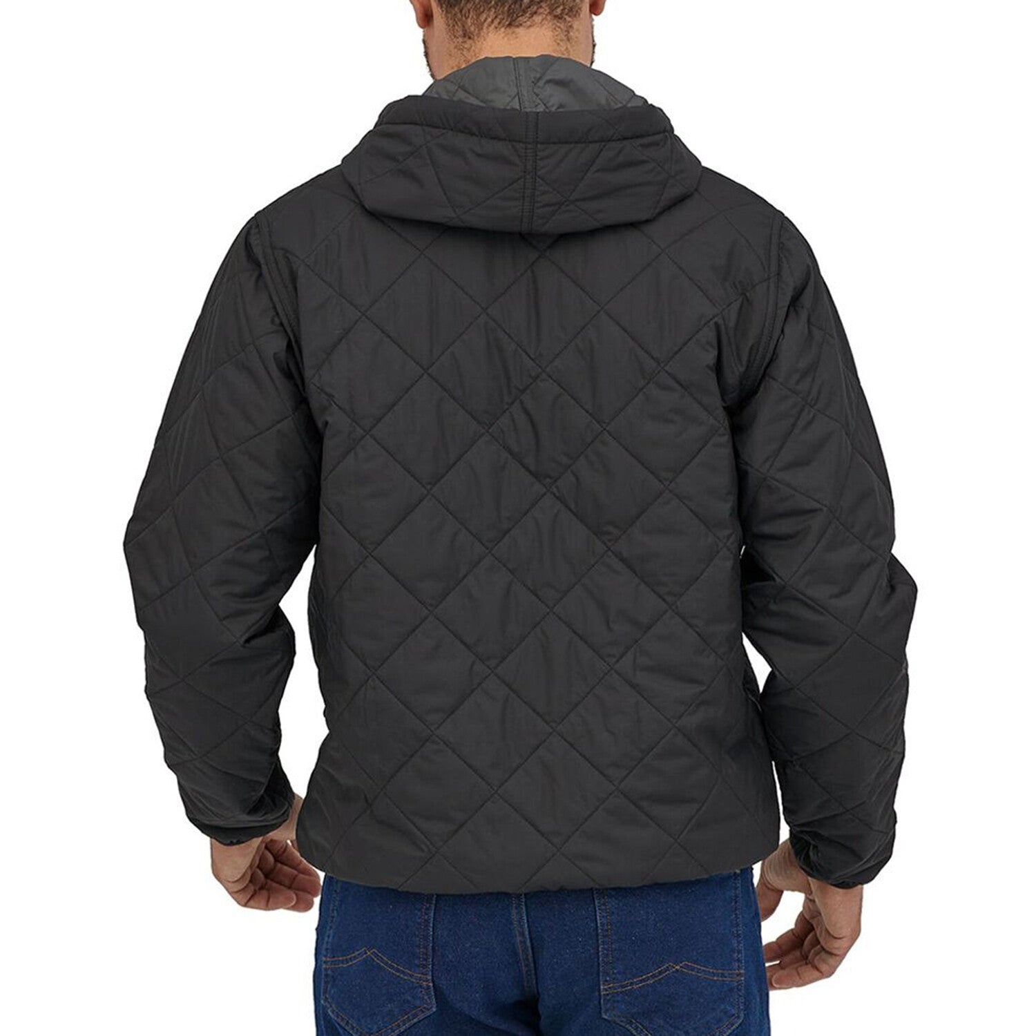 Men's // Diamond Quilted Bomber Hooded Jacket // Black
