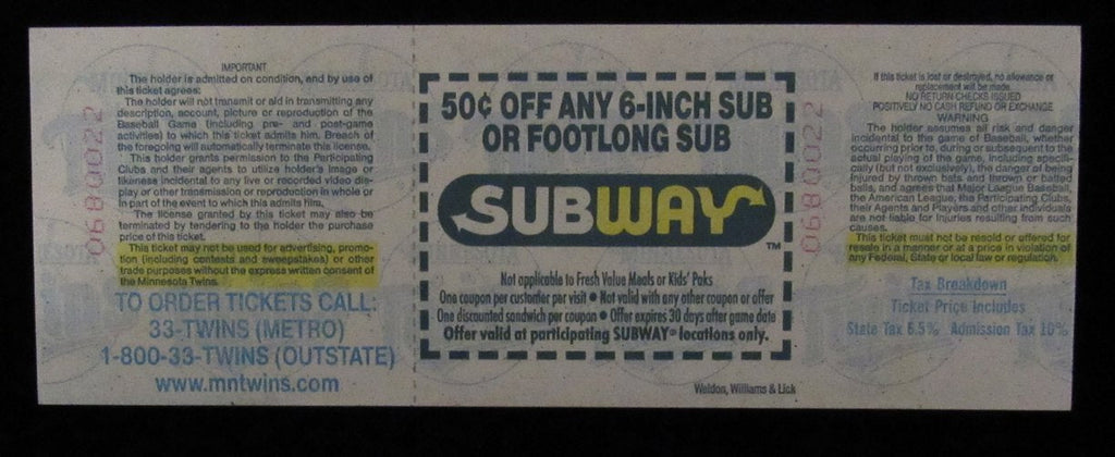 September 27, 1998 Full Ticket Twins vs. Indians Paul Molitor Final Game 184918