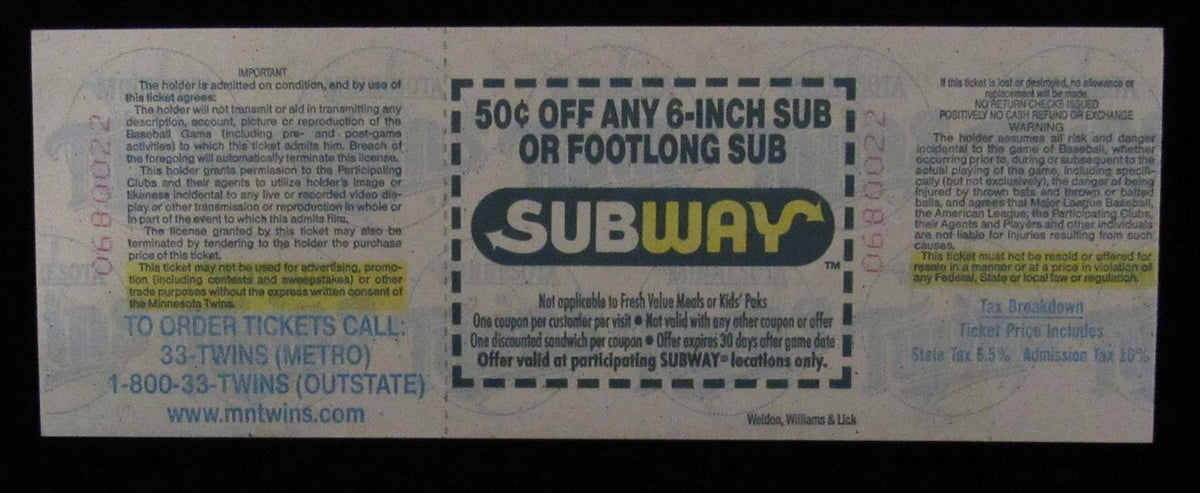 September 27, 1998 Full Ticket Twins vs. Indians Paul Molitor Final Game 184918