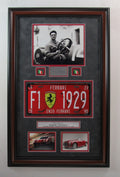 Enzo Ferrari Collage w/Laser Engraved Autograph and License Plate Framed 187380