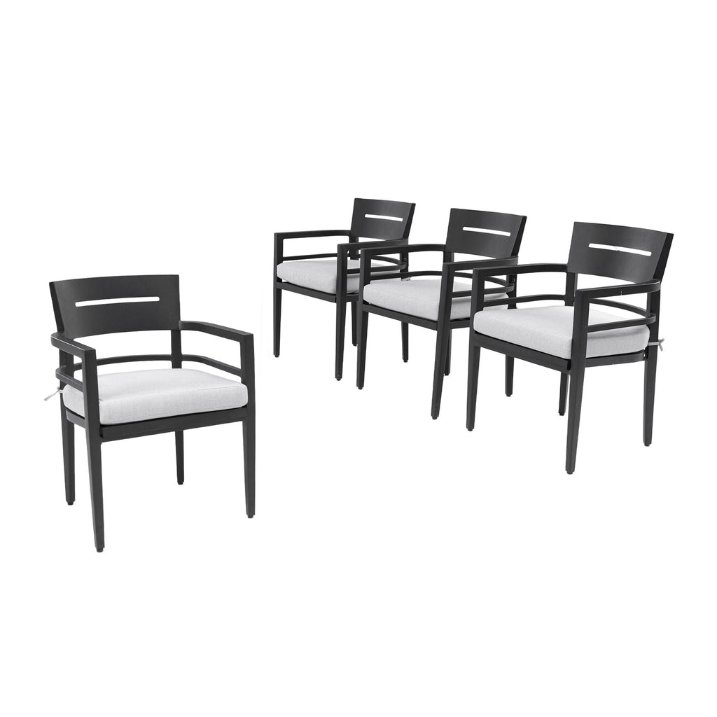 Outdoor Patio Dining Chairs, Tapered Feet (Set of 4) - Ember Black