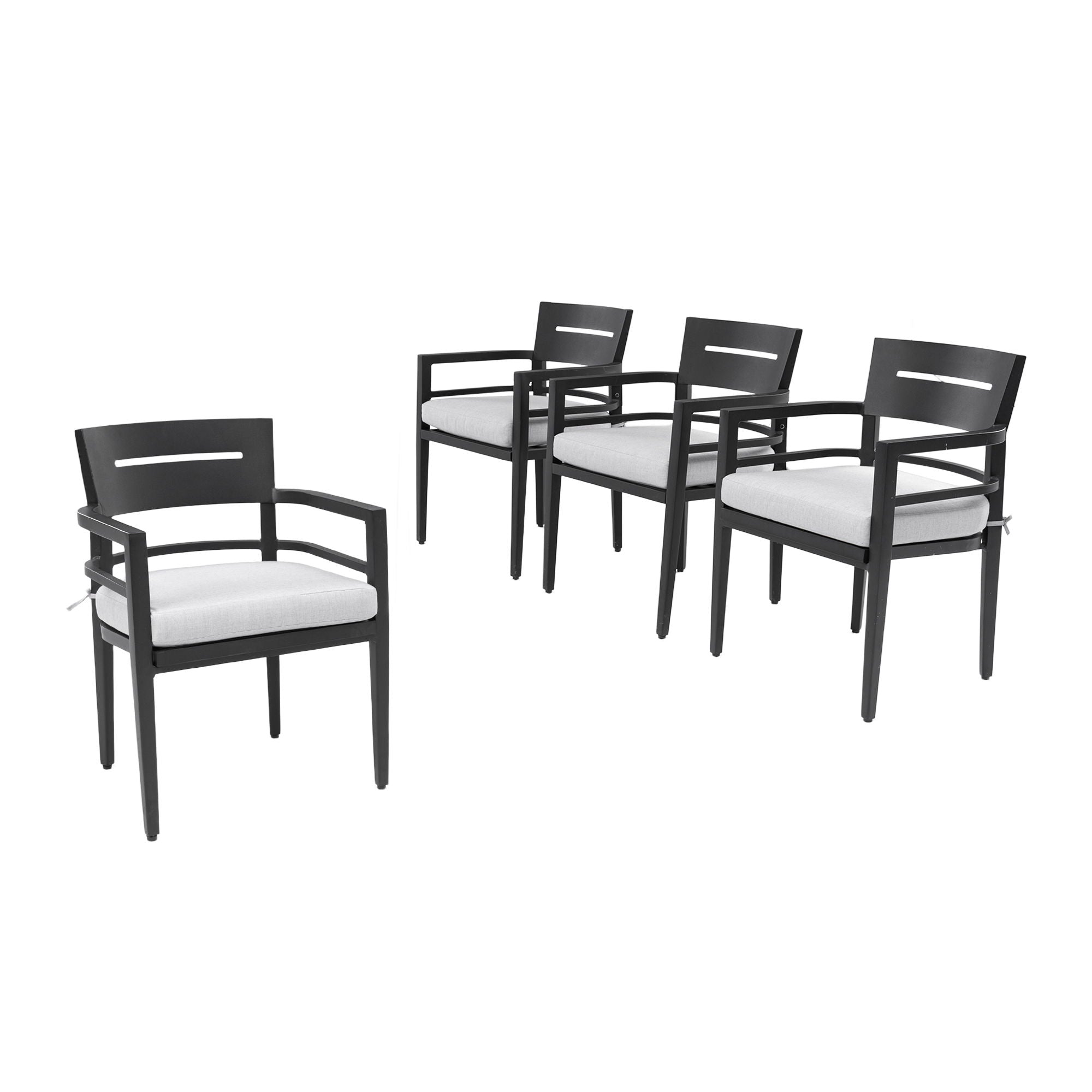Outdoor Patio Dining Chairs, Tapered Feet (Set of 4) - Ember Black