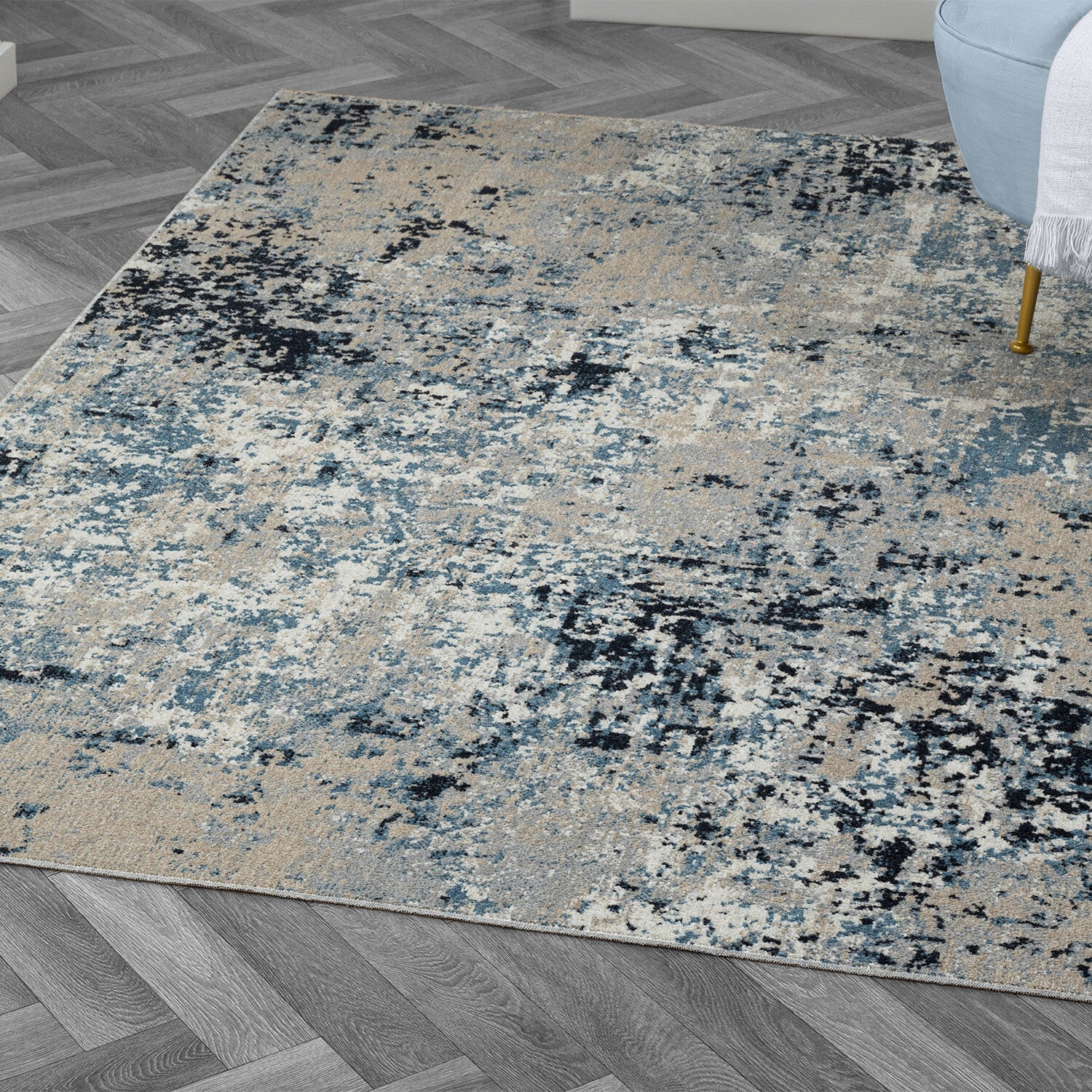 Sevita Distressed Abstract // Blue + Beige