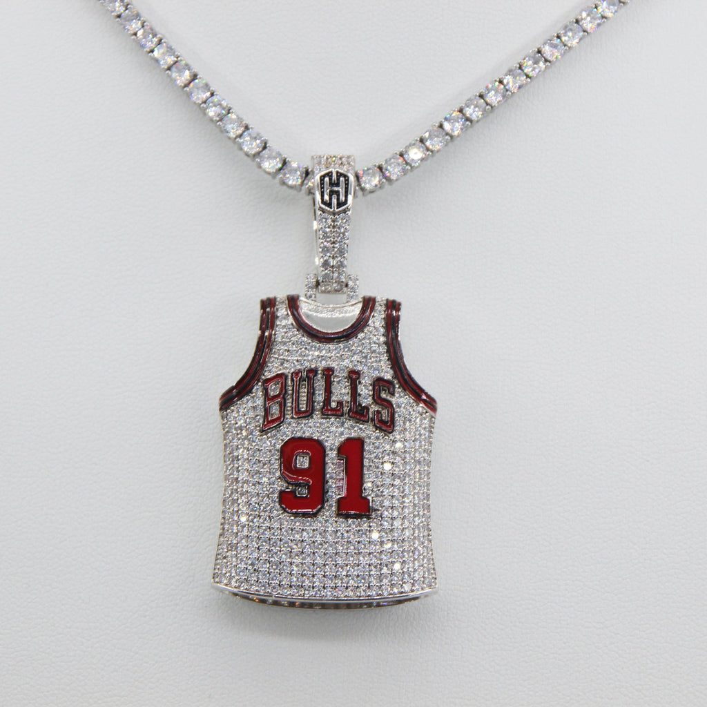 Chicago Bulls Dennis Rodman #91 Jersey Pendant Necklace – Premium Zircon Basketball Fan Gift