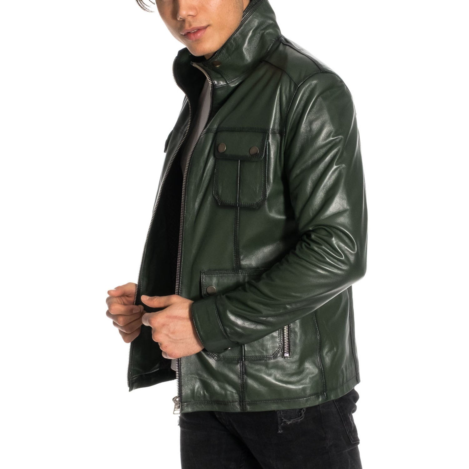 Jaspur Leather Jacket // Green