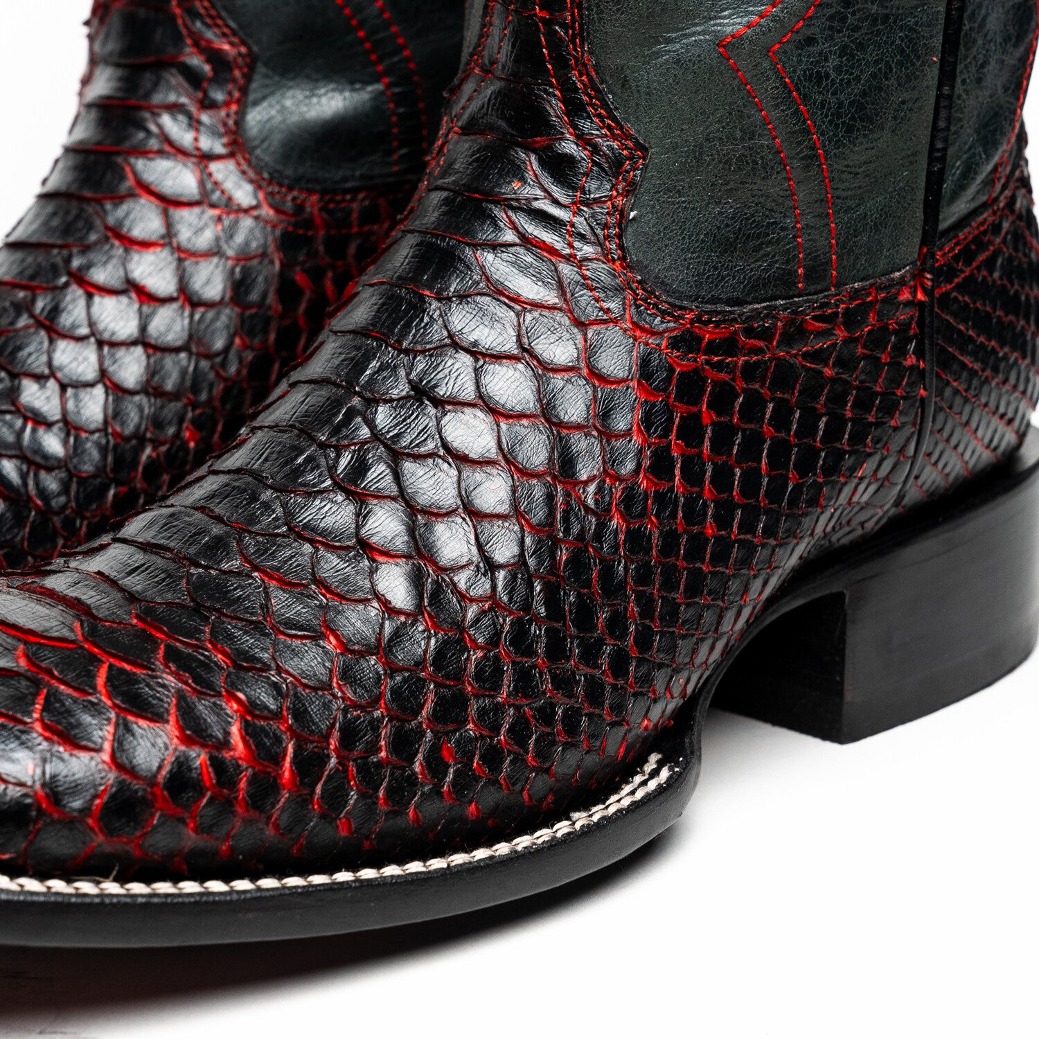 Western Collection Missouri // Python Leather Cowboy Boot // Black Cherry