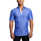 Galileo Silver Dot Button Up Shirt // Blue