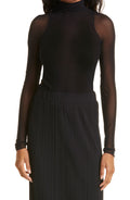 Max Mara Leisure Veles Sheer Mesh Top, Size Medium in Nero