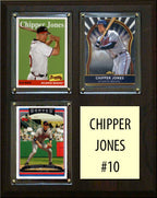 Chipper Jones #10  3 Card Plaque Topps Bowman 2023 2024 Atlanta Braves