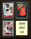 David Ortiz #34 3 Card Plaque Topps Bowman 2023 2024 Boston Red Sox