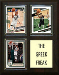 The Greek Freak 3 Card Plaque Donruss Hoops Fleer Topps 2023 2024 Milwaukee Bucks