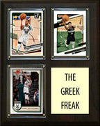 The Greek Freak 3 Card Plaque Donruss Hoops Fleer Topps 2023 2024 Milwaukee Bucks