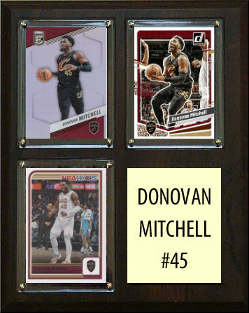Donovan Mitchell 3 Card Plaque Donruss Hoops Fleer Topps 2023 2024 Cleveland Cavaliers