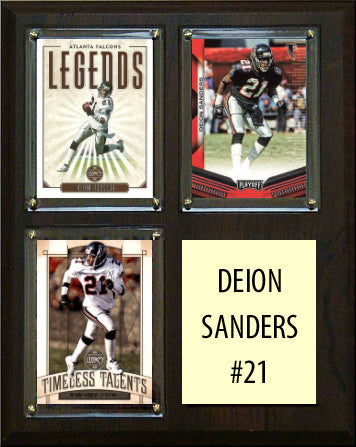 Deion Sanders 3 Card Plaque Donruss Fleer Topps 2023 2024 Atlanta Falcons