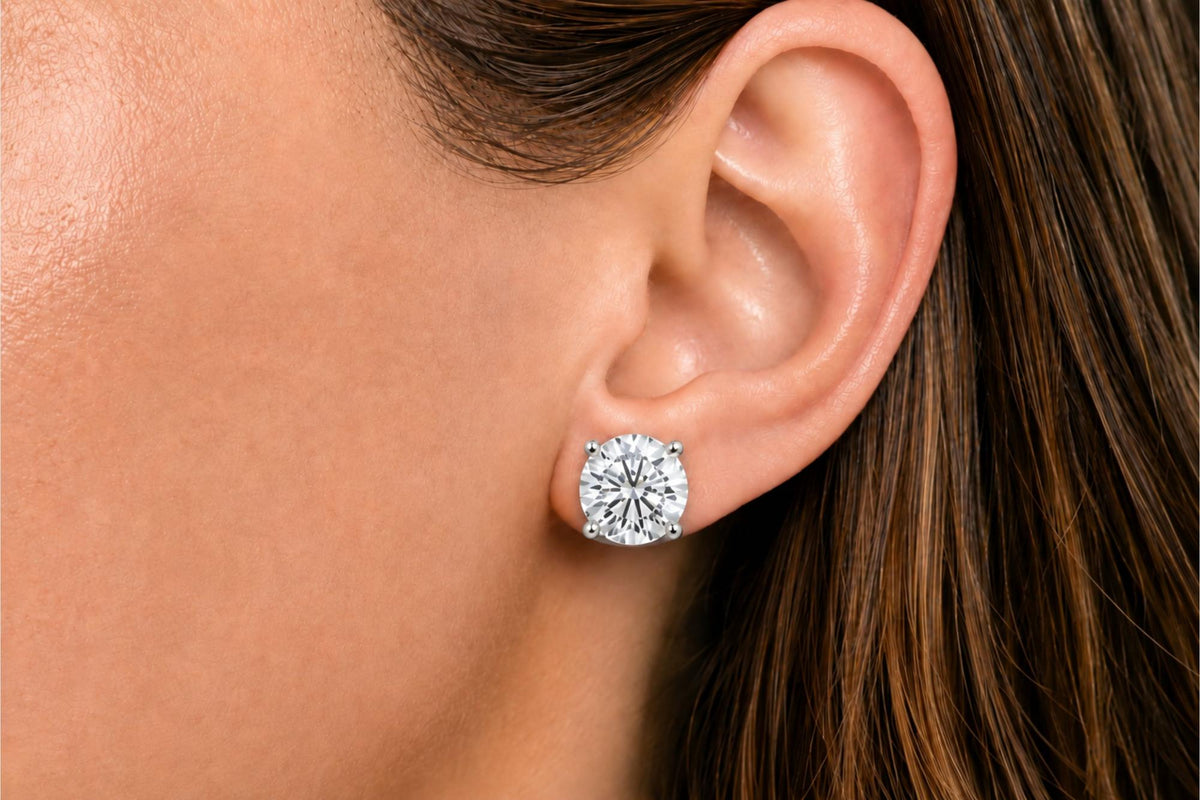 IGI Certified 14K Gold Lab Grown Diamond Solitaire Stud Earrings