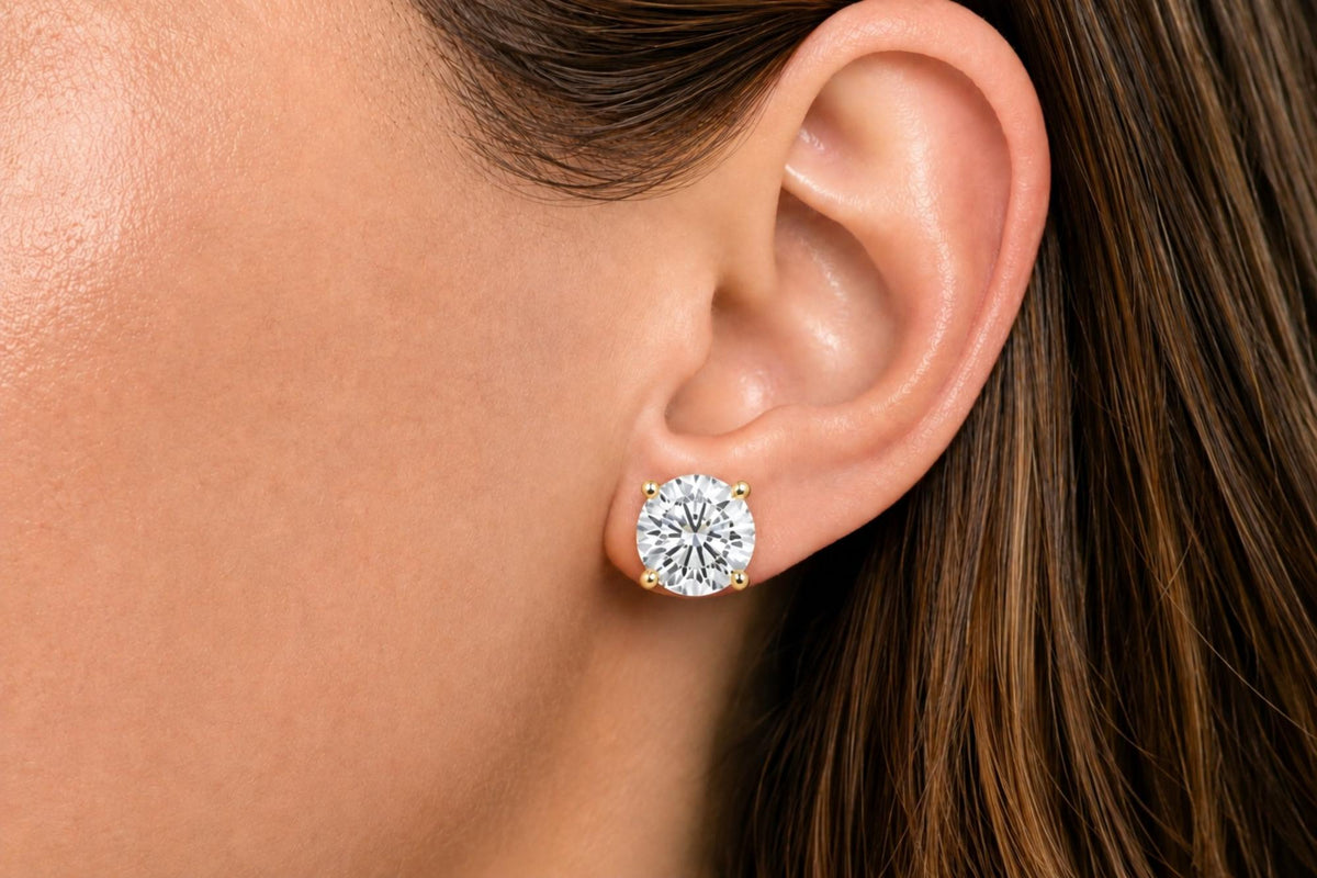 IGI Certified 14K Gold Lab Grown Diamond Solitaire Stud Earrings