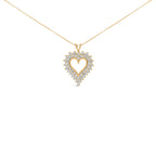 14K Yellow Gold Plated .925 Sterling Silver Brilliant-Cut Diamond Open Heart 18" Pendant Necklace (K-L Color, I1-I2 Clarity)